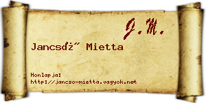 Jancsó Mietta névjegykártya